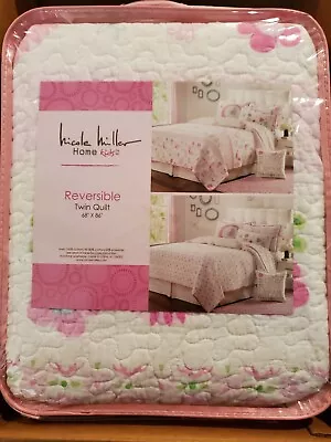 Nicole Miller Home Kids Reversible Twin Quilt NEW 68  X 86  Girls Pink • $59.99