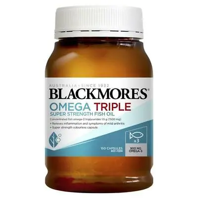 Blackmores Omega TRIPLE Super Strength Fish Oil 150 Capsules Fishoil Wellness • $42.95