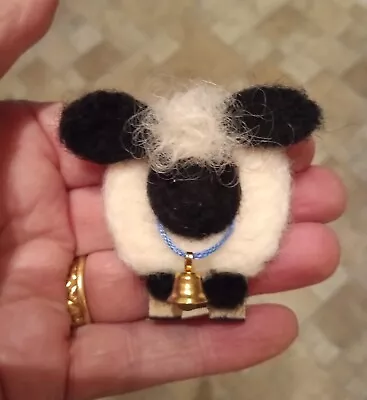 Needle Felted Swiss Valais Blacknose Sheep Brooch Unique Cute Sheep Brooch. • £15.99