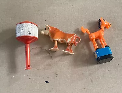 3 Toy Vintage Lot Thumb Puppet Horse Ramp Walking Cow Rattle • $11.99