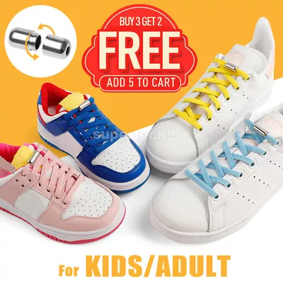 Shoelaces Colourful Flat No Tie Shoe Laces Lock Laces Sneakers Kids Adults Sport • $5.43