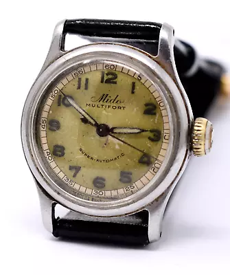 Vintage 1940s Mens Mido Multifort Bumper Super Automatic Cal. 817 Wristwatch • $149