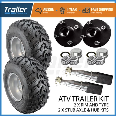 $350 • Buy 10  Atv Rim & Tyre Hub 40mm Stub Axle Kit Qwad Quad Bike Mower Trailer Farm