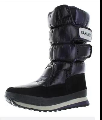 Womens Sakura Sz 5.5 Boots Winter Ski Snow Fleece Lining Black Warm • $12.10