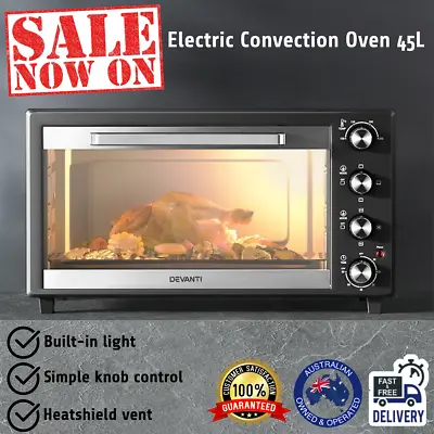 Devanti Electric Convection Oven Bake Benchtop Rotisserie Grill 45L • $142.95