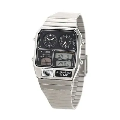 CITIZEN Ana-Digi Temp JG2101-78E Black Silver Reproduction Men Stainless Steel • $415.89