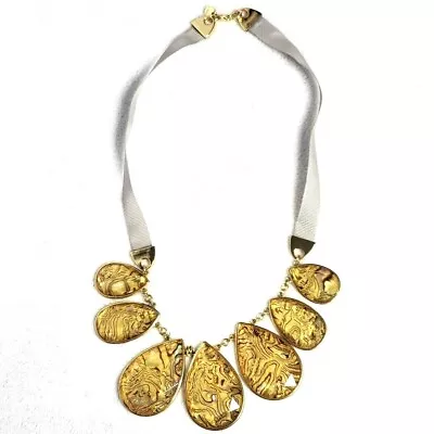 $24.97 • Buy Lydell NYC Necklace VTG Signed Art Deco Bubble Ribbon Gray Fashion Boho 22 Inch