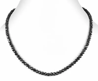 $215.10 • Buy 4 Mm 20 Inches Black Diamond Beads Necklace Quality AAA Certified-Birthday Gift