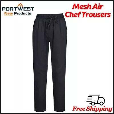 Portwest Cotton Mash Air Chef Trousers Catering & Kitchen Workwear Slim Fit Pant • £6.13