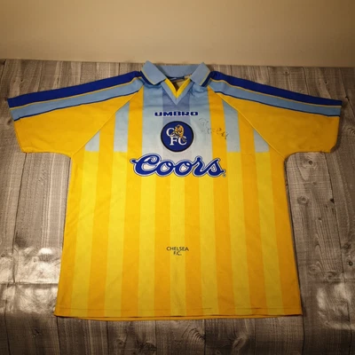 £129 • Buy Gianfranco Zola Signed Chelsea FC Shirt - 1998 Away Autograph Jersey