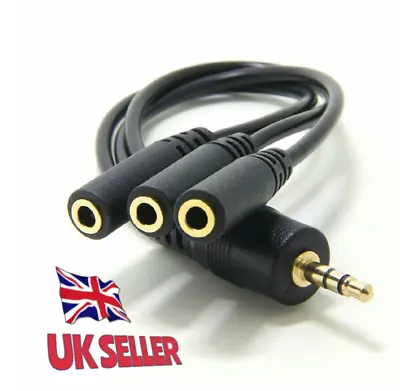 3 WAY AUX SPLITTER CABLE For PC/iMAC/MP3 SPEAKERS 3.5 Male To 3x Female  • £6.50