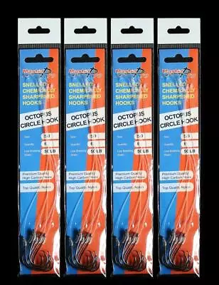 $9.52 • Buy 4 Packs Of Pre Tied /Snelled Octopus Circle Hooks Size5/0 Fishing Tackle Special