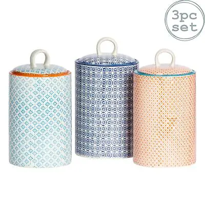 Hand-Printed Kitchen Canisters Tea/Coffee/Sugar  11.5cm 3 Colours • £21