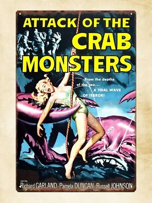 Attack Of Crab Monster Horror Sci Fi Movie Poster Metal Tin Sign Home Décor • $18.95