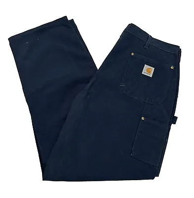 Carhartt Loose Fit Washed Duck Utility Work Pants 38 X 34 Midnight Blue B11 READ • $29.99