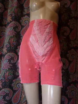 Vintage Rago USA Coral Long Leg Lacy Side Zip Garter Panty Panties Girdle 34 • $34.99