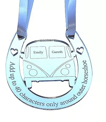 Personalised Camper Van Wedding Horseshoe Bridal Gift Lucky Keepsake. CV • £6.99