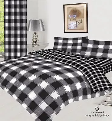 Tartan Duvet Set Quilt Cover Fitted Sheet Pillow Cases Or Matching Curtains • £18.03