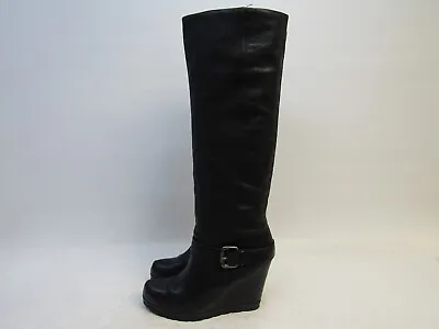 VERA WANG LAVENDER Sz 8 M Black Leather Zip Wedge Fashion Boots • $54.14