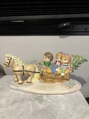  1984 Byron Mold Christmas Horse Drawn Sleigh Children Painted & Signed. • $25