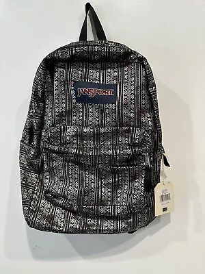 Jansport Superbreak Aztec Puff Backpack Black White Red Metallic NEW WITH TAGS • £14.47