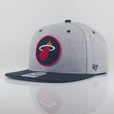 47 Brand NBA Captain Miami Heat Grey Heather/Black/Red Adjustable Snapback Cap • £24.99