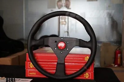 MOMO MonteCarlo 350mm 14' Genuine Leather Sport Steering Wheel 5mmthicked Spoke • $104.88