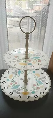 Vintage Traid Craft  Hand Painted 2 Tier Metal Cake Stand • £45