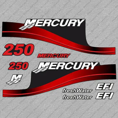 Mercury 250hp EFI FreshWater Series Outboard Engine Decals RED Sticker Set • $55.79