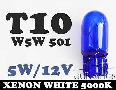 T10 W5W 5000K Super White Globe Front Park Head Light Bulb Glass Wedge Base • $3.49