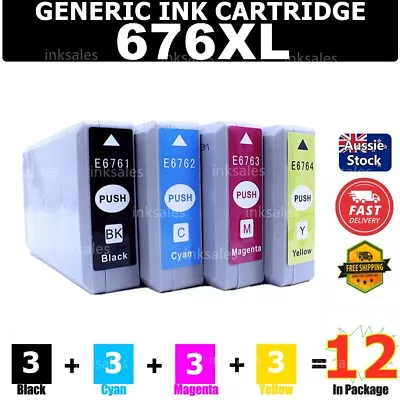 12x Generic 676XL 676 Ink Cartridge For Epson Workforce WP4530 WP4540 • $40.40