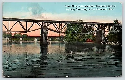 Fremont Ohio~Lake Shore & Michigan Southern Railroad Bridge~Sandusky River~1914 • $10