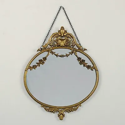 Vintage Gold Wall Hanging Mirror With Swags Home French Decor  Gold Floral Frame • £29.95