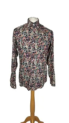 Pop England Mens Psychedelic Paisley Pattern Long Sleeve Retro Vintage Shirt M • £20