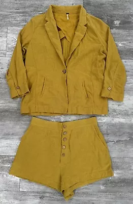 Free People Mustard Yellow Blazer And Shorts Set Womens Small Boho Casual • $59.99