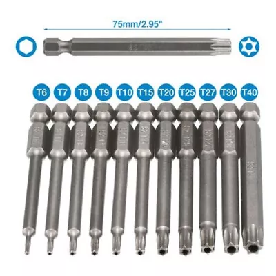 Alloy Steel T40 Torx Screwdriver Bit 75mm Length Quick And Easy Operation • $18.68