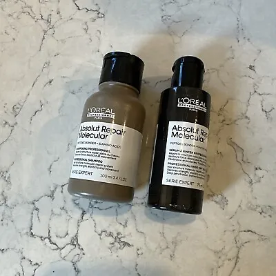 L'oreal Absolut Repair Molecular Shampoo 100ml And Serum 75 Ml Brand New • £19.49