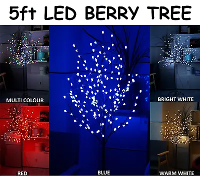 £24.95 • Buy 5ft Xmas Pre-lit Led Light Up Berry Cherry Blossom Tree Christmas Festive Gift