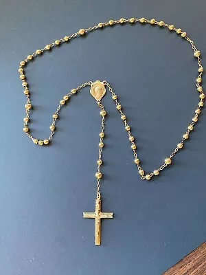 $499 • Buy Vintage 10K Gold Rosary With 14K Cross