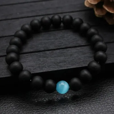 Black Onyx 8mm Beads Healing Chakra Strength Protection Women Men Bracelet Gifts • $9.50