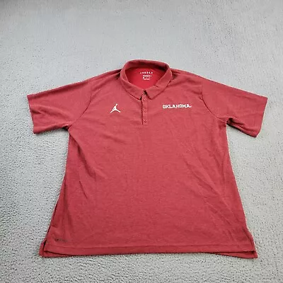 Air Jordan Nike Oklahoma Dri-Fit Polo Mens XL Red Performance/Cotton Shirt • $24.88