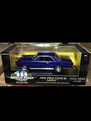 1966 Pro Stock Nova Dark Blue 1:18 Ertl American Muscle 33134 • $124.95