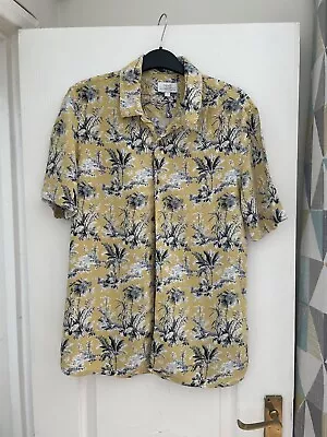 Mens Palm Tree Next Shirt Size Small Yellow • £3