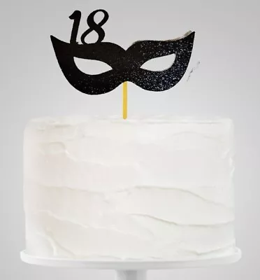 Cake Topper Theatre Themed Mask With Age Attached. Glitter Card Custom Made • $3.72