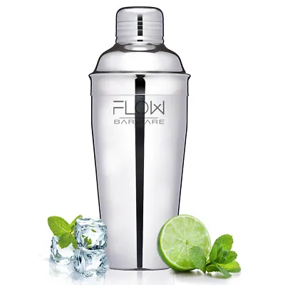 FLOW Cocktail Shaker Large Cocktail Making Set With Built In Strainer & Measure • £12.95