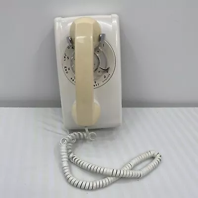 Western Electric Bell System AT&T White Beige  554BMP Rotary Dial Wall Telephone • $40.99