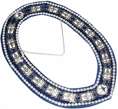 Masonic Regalia DELUXE PAST MASTER Metal Chain Collar BLUE Backing DMR-200SBWRS • $89.99