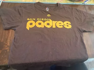 Mens Majestic MLB San Diego Padres Tony Gwynn #19 T-Shirt- Brown- Size Small • $16