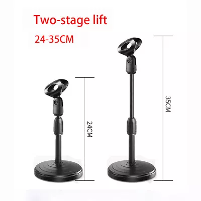 Desktop Mic Microphone Stand Table Desk W/ Clip Holder Mount Clamp Round Base UK • £8.88