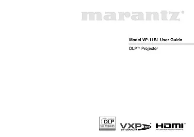 Marantz VP11S1 DLP Projector Owners Manual • $21.99